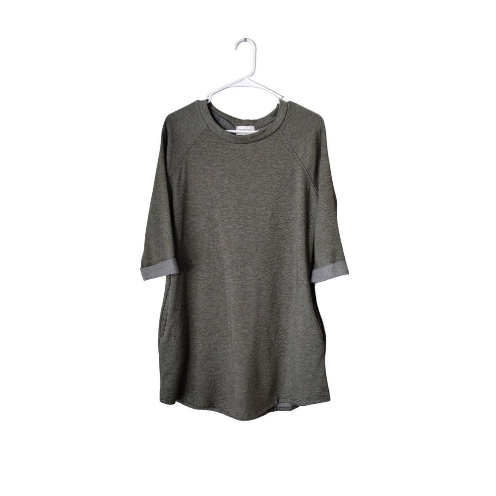 Story Sweatshirt Womens Small Tunic Pockets Rolled Cuff Olive Green
